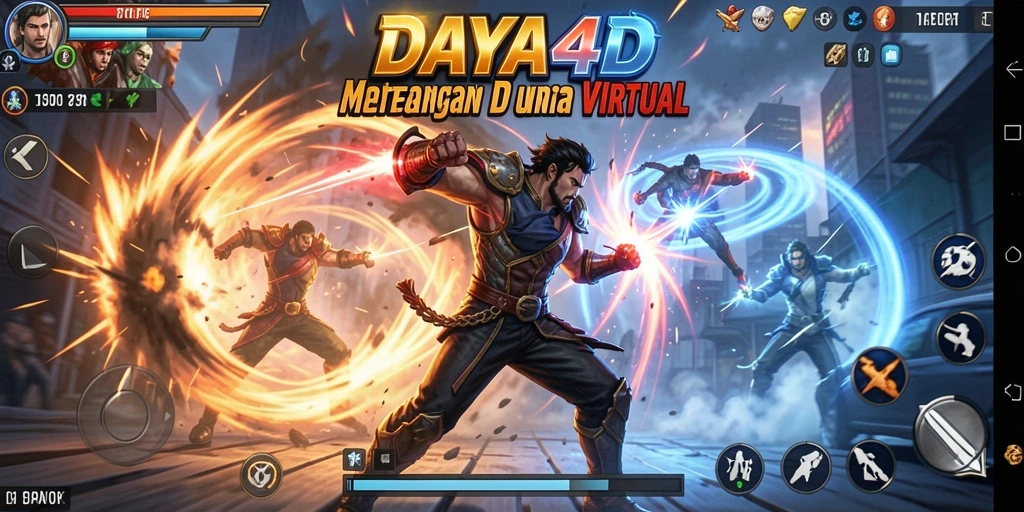 Tangkapan layar utama DAYA4D menampilkan aksi pertarungan yang mendebarkan.