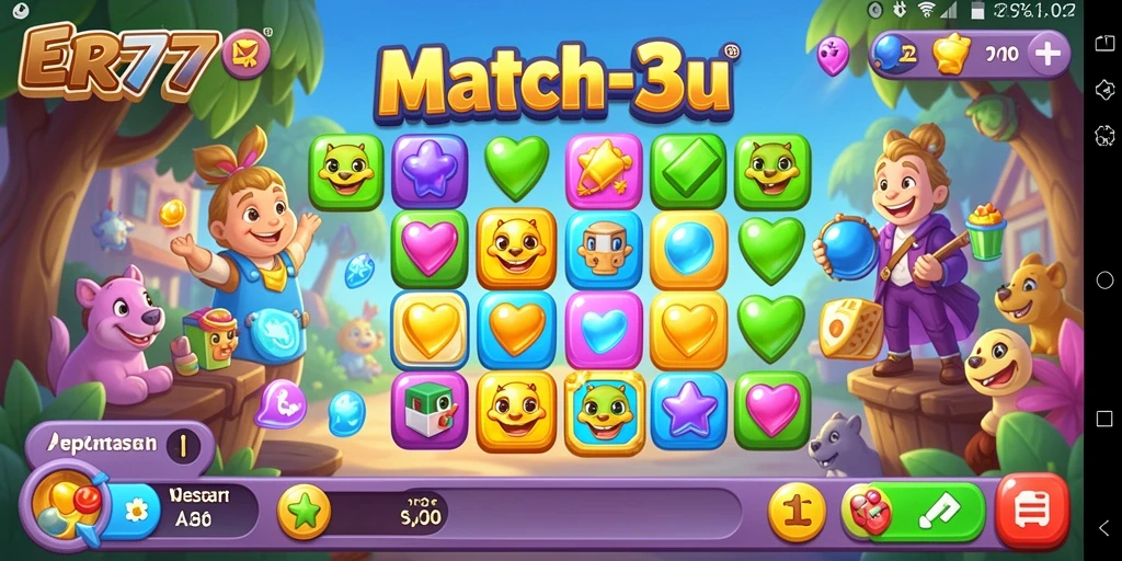 Screenshot gameplay ER777 menunjukkan aksi mencocokkan elemen yang seru.