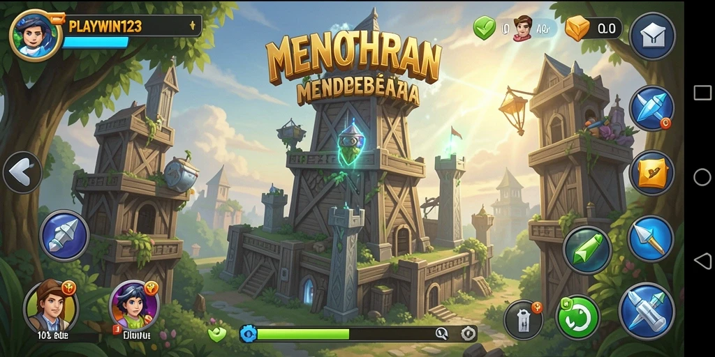 Menampilkan aksi gameplay strategis di Tower Defense.