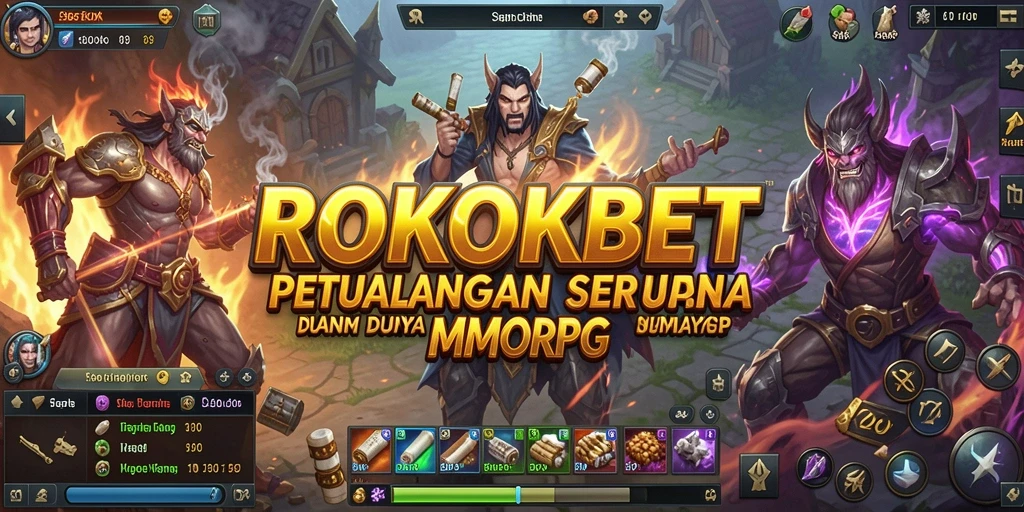 Tangkapan layar menampilkan pertarungan epik dalam game MMORPG ROKOKBET.