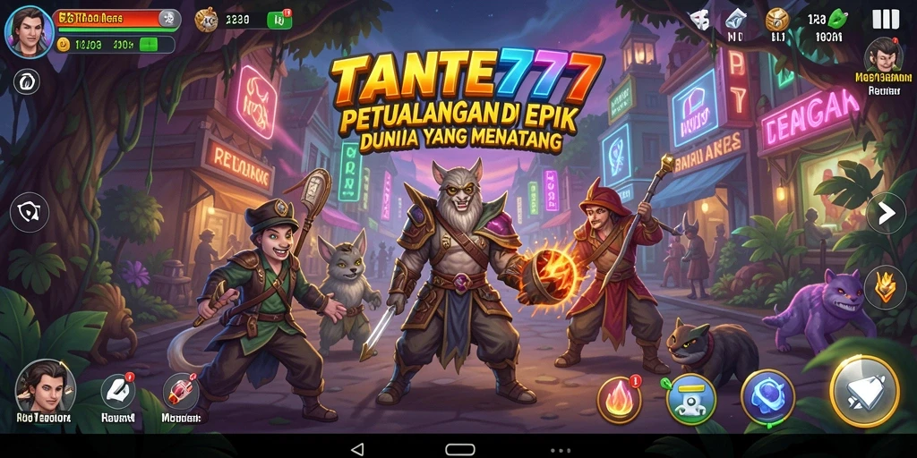 Tangkapan layar gameplay TANTE777 yang menggambarkan petualangan seru di alam liar.